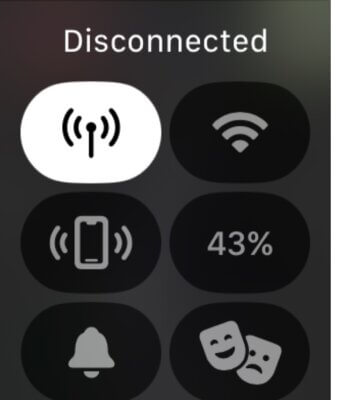 apple watch control center wifi turned off