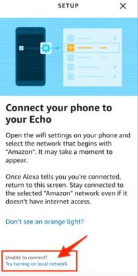 how to turn on local network for alexa echo dot first generation