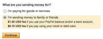 paypal send money friends and family