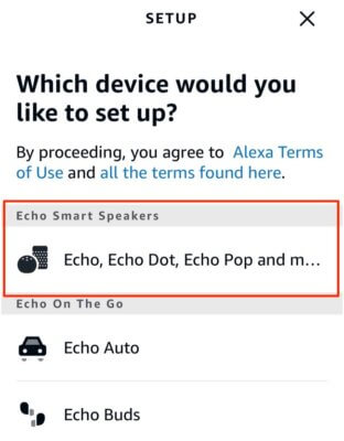 set up echo smart speakrs in alexa app
